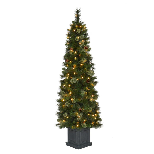 Martha Stewart Living 6 ft. Pre-Lit LED Alexander Pine Potted Artificial Christmas Tree with 457 Tips and 150 Warm White Lights