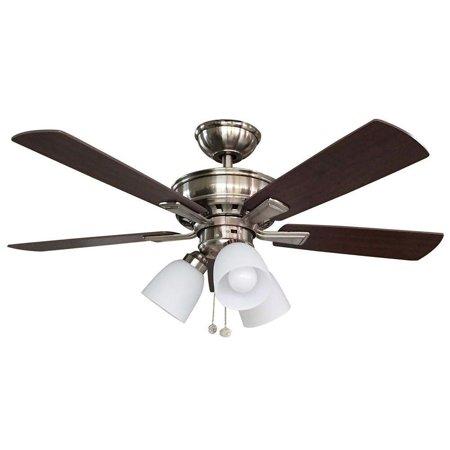 Hampton Bay Vaurgas 44 in. LED Indoor Brushed Nickel Ceiling Fan