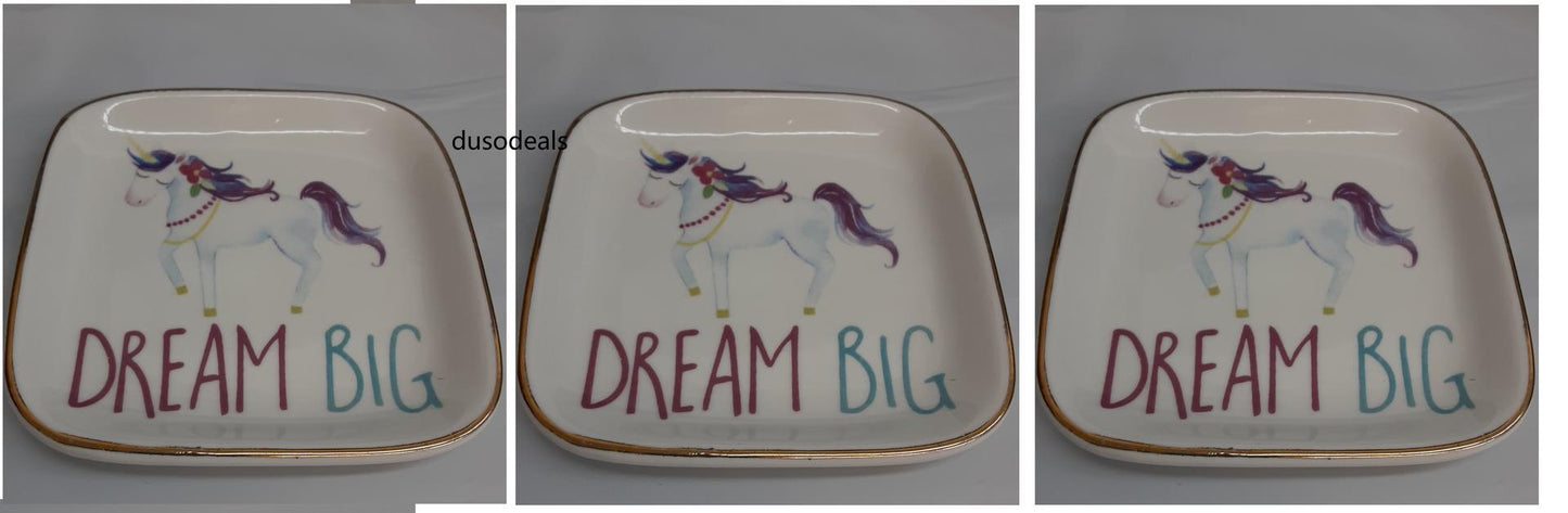DreamBig Unicorn, jewelry Dish, by Myxx  5974ce, **Lot of 3**