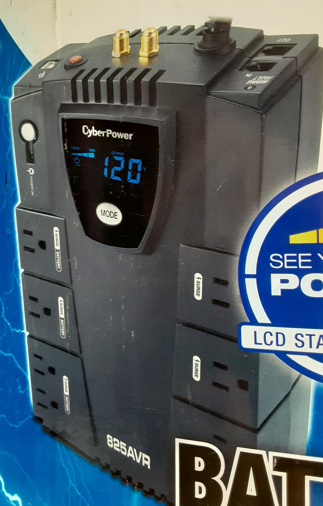 CyberPower CP825AVRLCD Intelligent LCD UPS System, 825VA/450W, 8 Outlets, AVR,