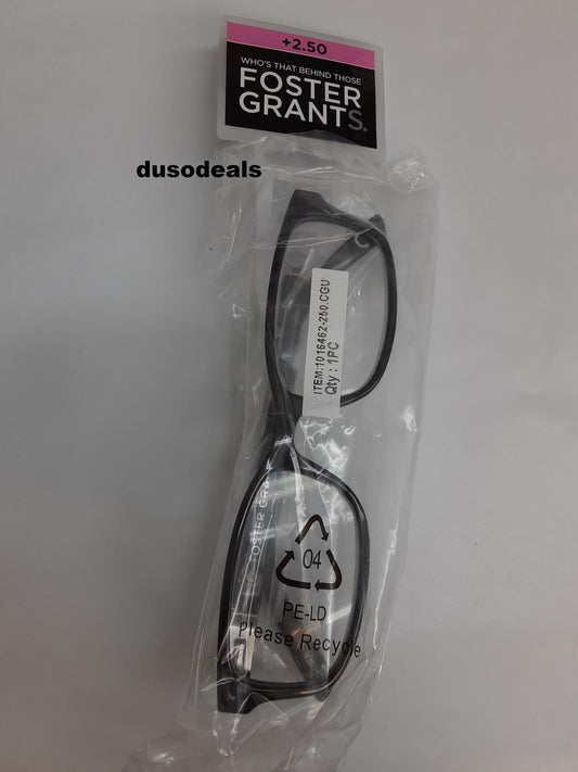 Foster Grants Unisex reading glasses; Boston; +2.50, Black