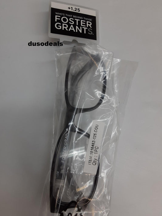 Foster Grants Unisex reading glasses; Boston; +1.25, Black