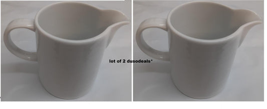 Crate & Barrel Roulette White Creamer 13 oz, Made in Portugal *LOT OF 2*
