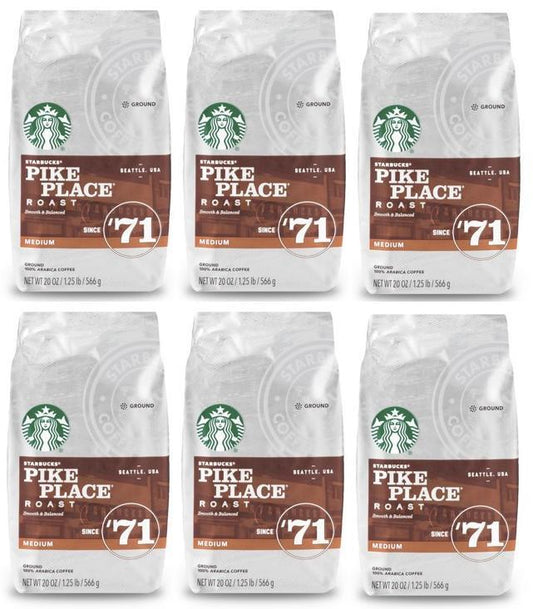 6 PACK Starbucks Pike Place Ground Coffee (20 oz. EA) BEST BEFORE DECEMBER 2019