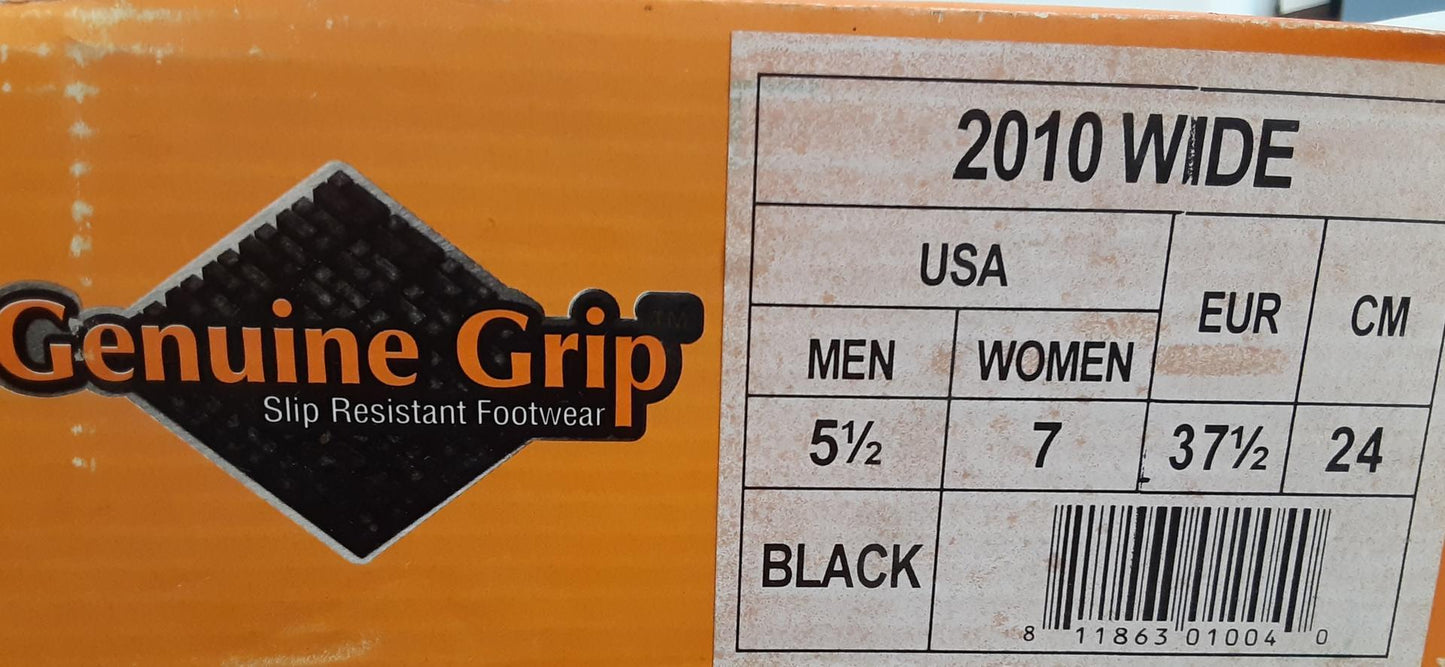 Genuine Grip Slip Resistance Work Shoes 2010 Wide, Mens 5.5, Black