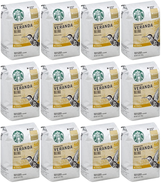 12 PACK Starbucks Veranda Blonde Roast Whole Bean Coffee Best Before August 2020