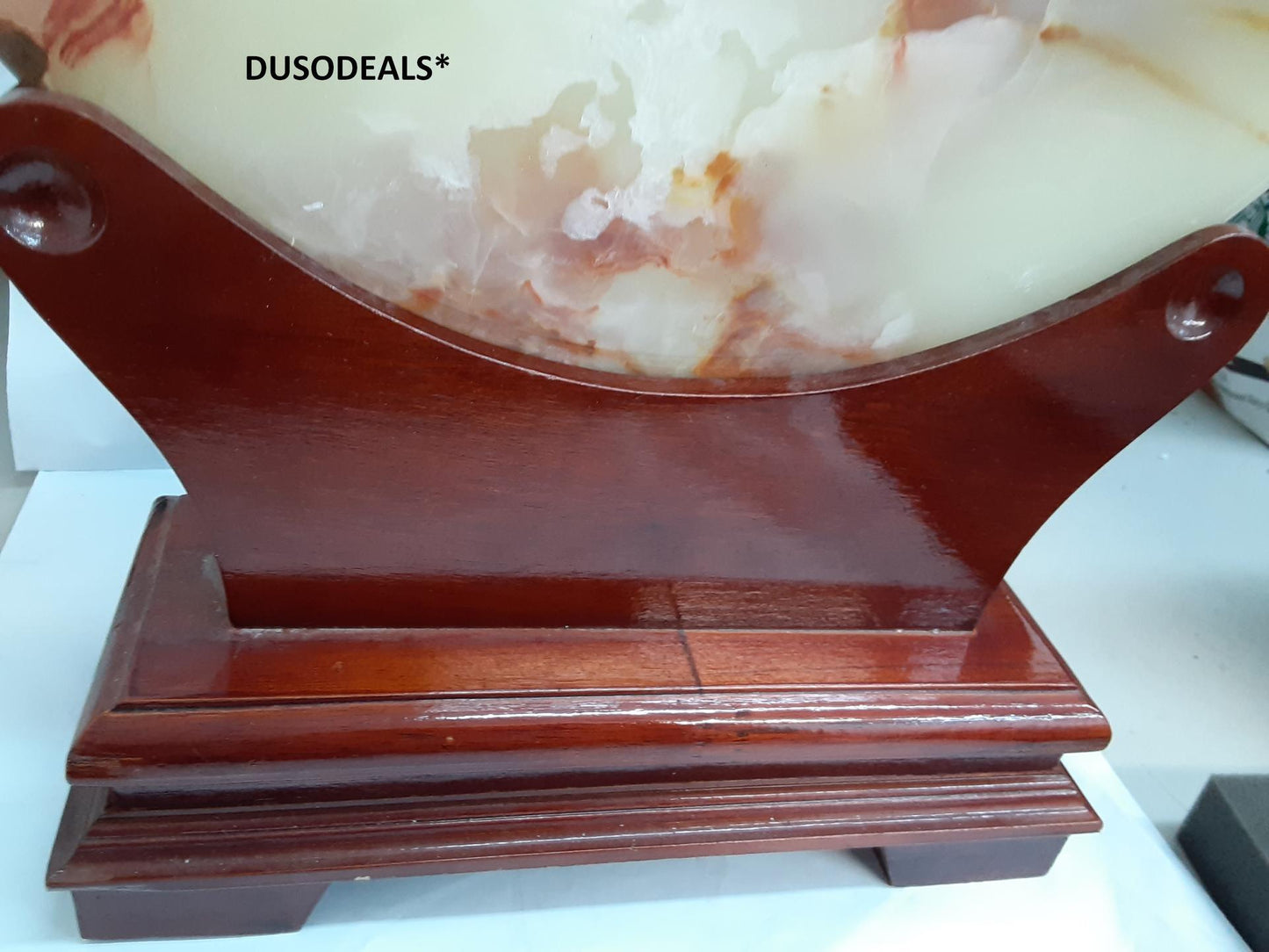 Decorative Onyx Marble Desk  Ornament With Bronze Wood Stand *BEST OFFER