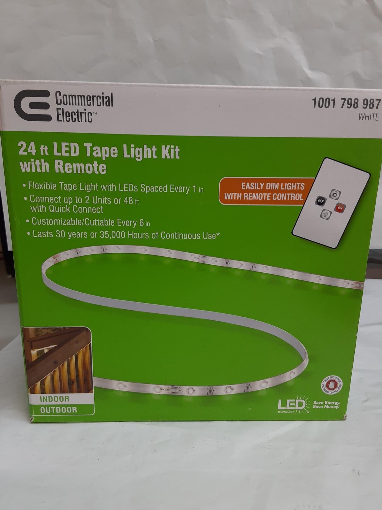 Commercial Electric 24 ft. LED Warm White Indoor/Outdoor Tape Light Kit