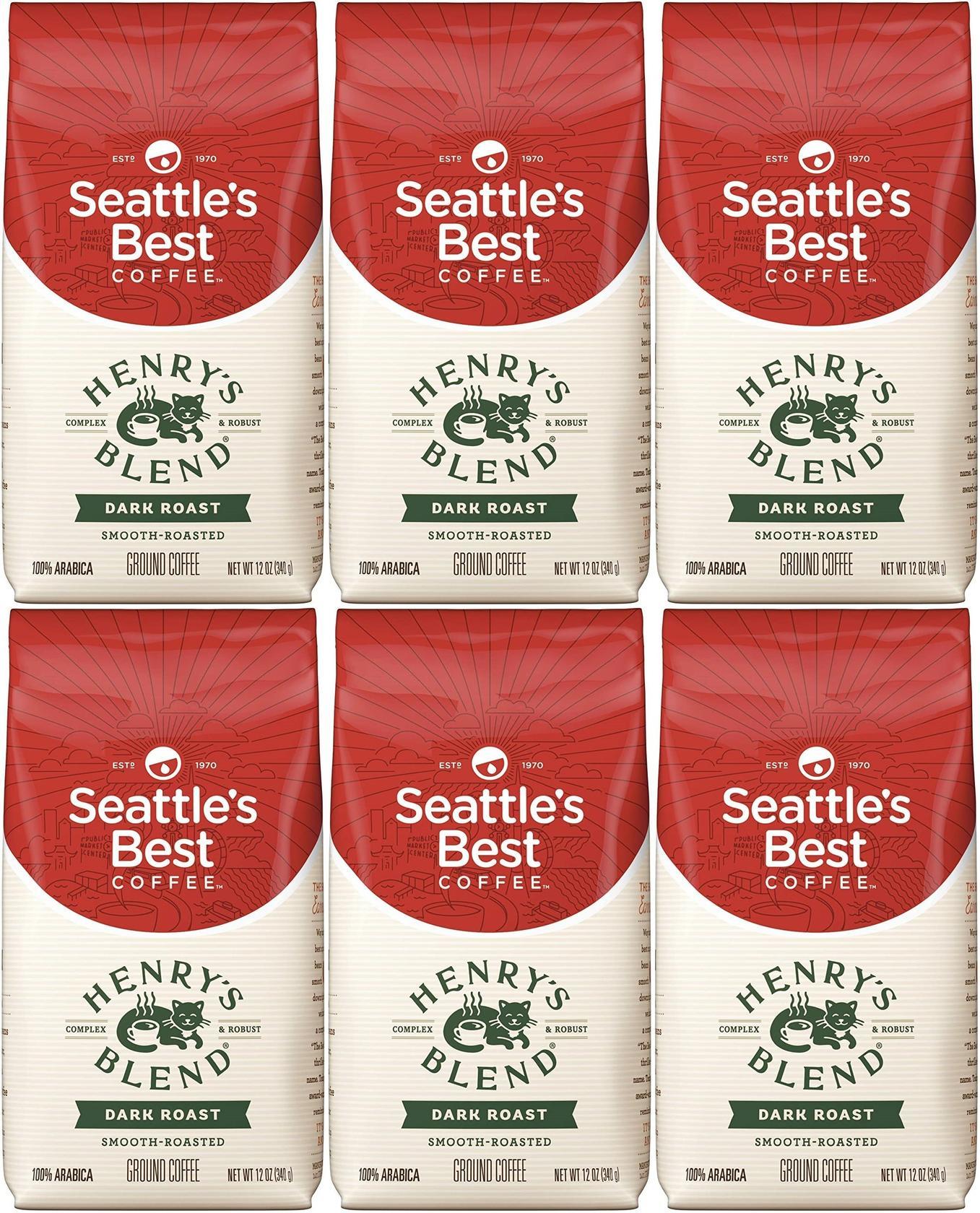 Seattle's Best Coffee Henry's Blend Dark Roast Ground Coffee, 12 OZ CASE 10/2020