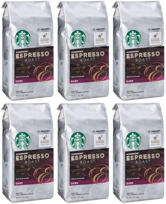 6 PACK Starbucks Espresso Dark Roast Ground Coffee Best Before October 2020