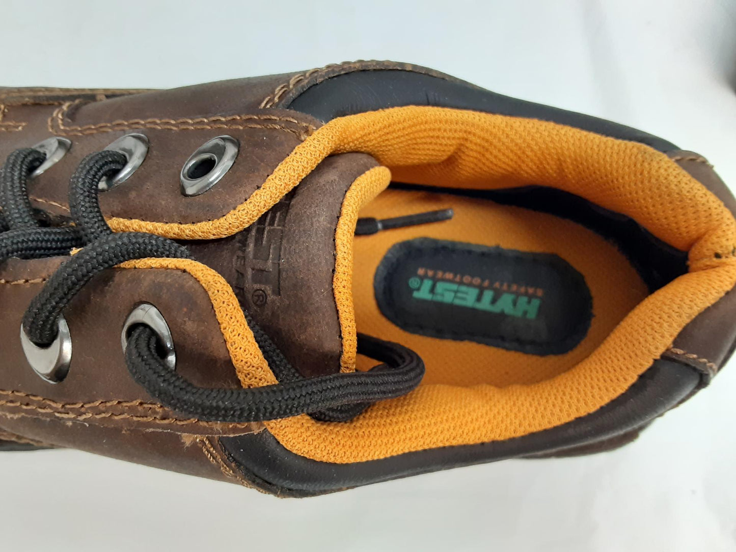 Hytest Safety Footwear, Womens Oxford, K17091, Steel Toe, Brown, Size 8 Medium