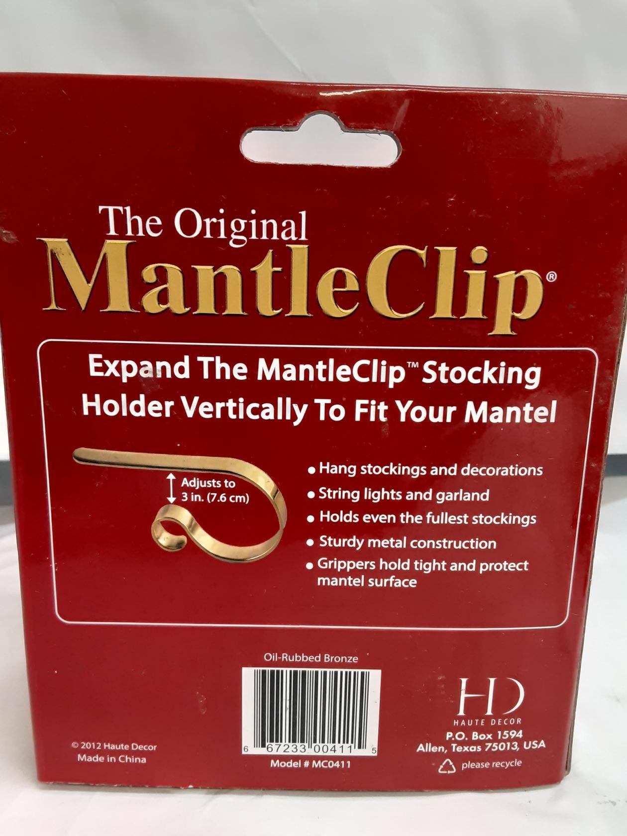 Haute Decor The Original MantleClip Stocking Holder- 4 Pack (Oil-Rubbed Bronze)