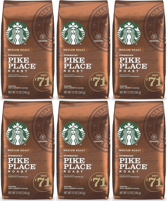 6 PACK Starbucks Medium Pike Place Ground Coffee 12 oz BEST BEFORE NOVEMBER 2020