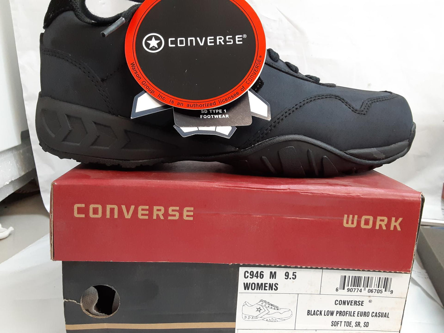 Converse Work- Black- Low Profile- Euro Casual- C946- Size 9.5 M Women- Soft Toe