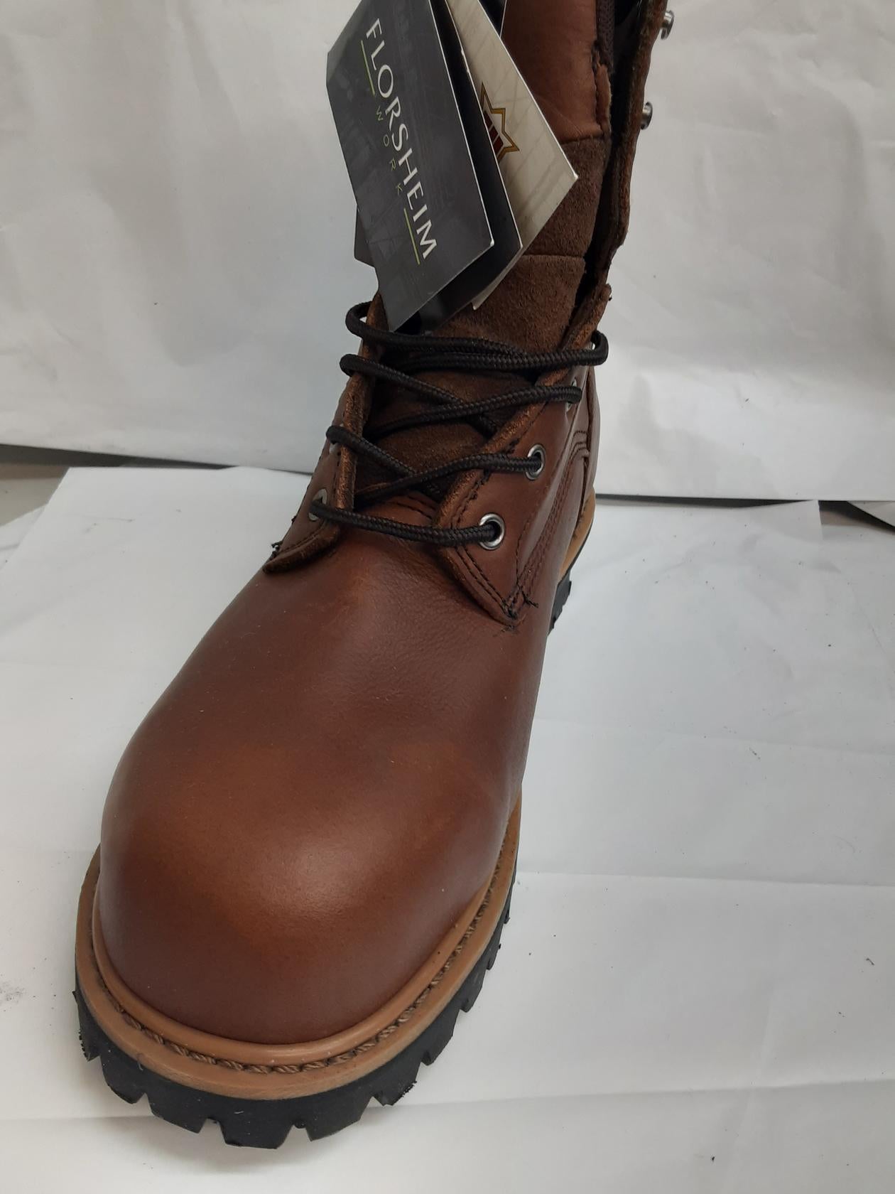 Florsheim- Brown-9" Logger Boot- Goodsyear Welt- Size 9.5D Men- FE860