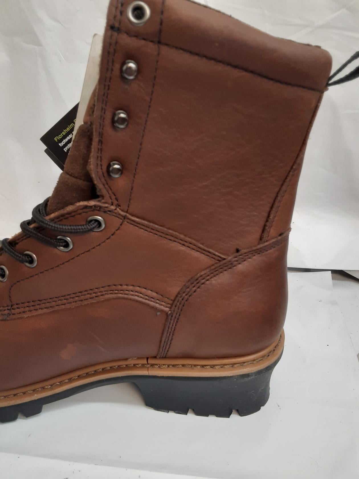 Florsheim- Brown-9" Logger Boot- Goodsyear Welt- Size 9.5D Men- FE860