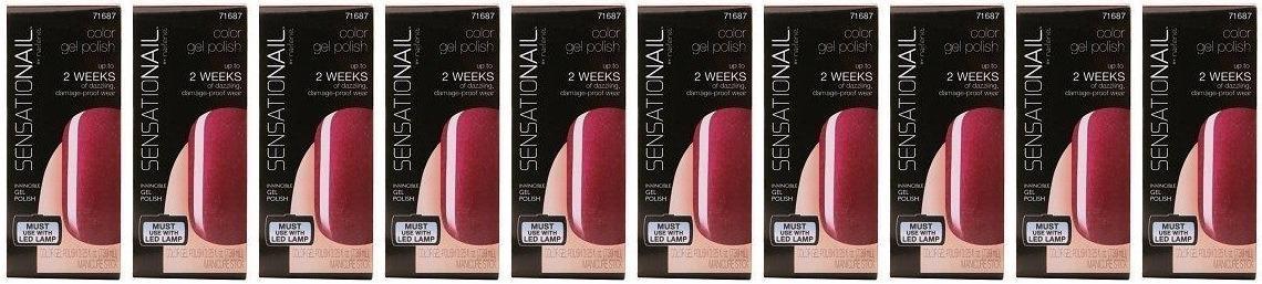 Sensationail Color Gel Polish, Barefoot Berry, .25 fl oz- LOT OF TEN- NEW