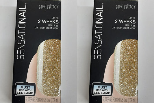 Sensationail by Nailene, Gel Glitter Polish -Gold, NEW- Lot of TWO, 0.25 fl oz