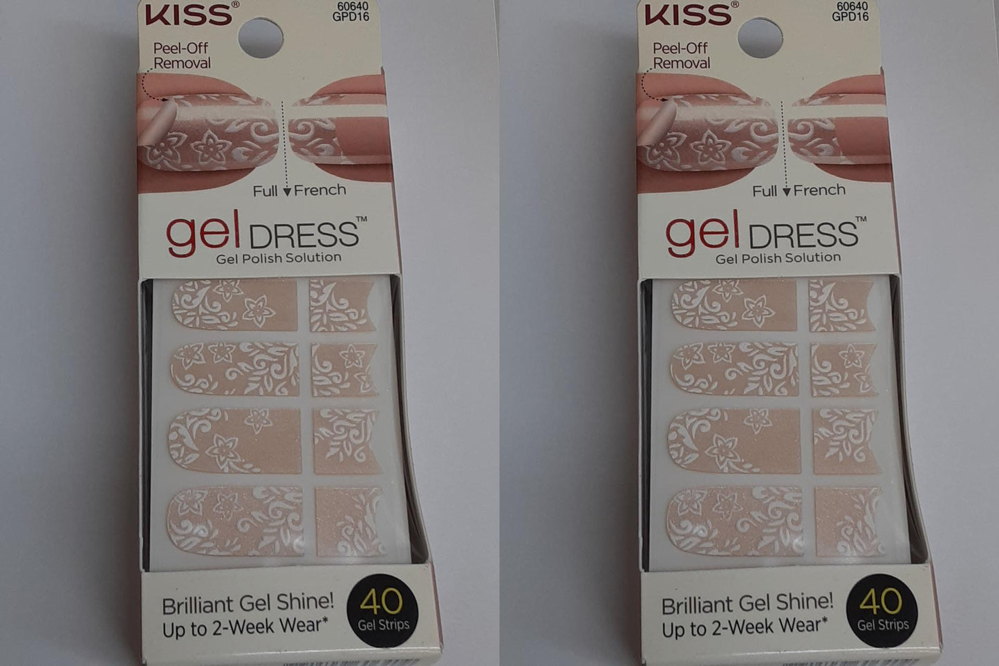 Kiss Gel Dress 60640, French Toast, 40 ct: 20 full/ 20 French, (Lot of 2) NEW