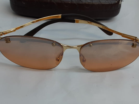 Celine SunGlasses SC1005 Col. 200Y (Gold- HalfTrim-Orange Tint)