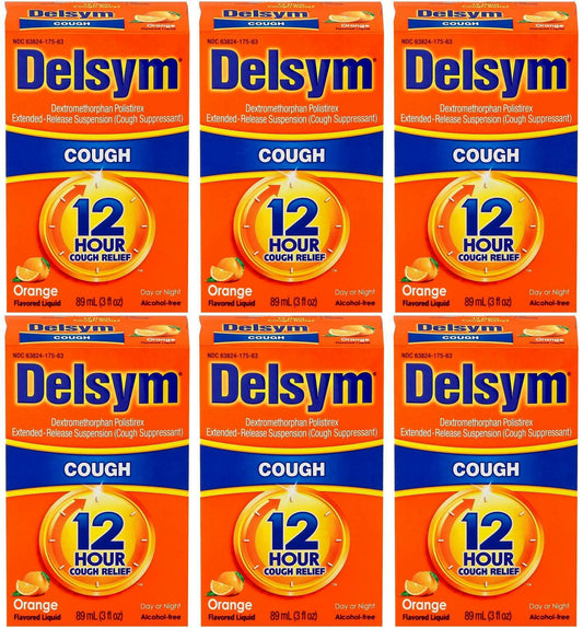 Lot of 6 Delsym Cough Suppressant Liquid Orange Flavor 3 oz each EXP 01/23
