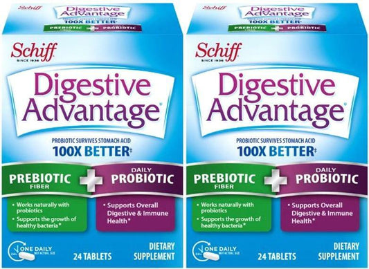 2 PACK Digestive Advantage Prebiotic Fiber Probiotic 48 Total Tablets EXP 1/2023