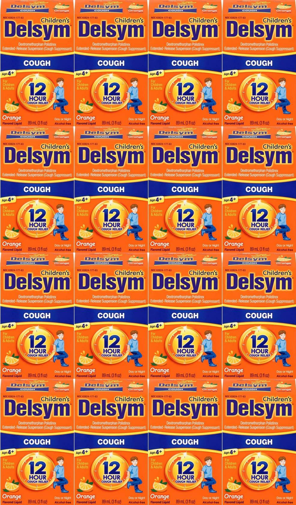 16 PACK Delsym Children's 12 Hr Cough Relief Liquid, Orange, 3oz Exp 8/2022