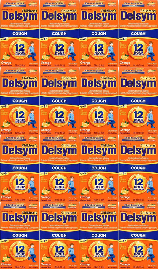 16 PACK Delsym Children's 12 Hr Cough Relief Liquid, Orange, 3oz Exp 8/2022
