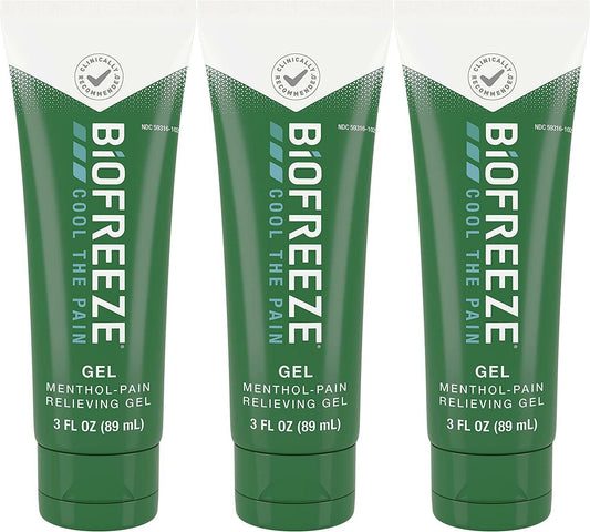 Biofreeze Pain Relief Gel, 3 oz. Tube (Pack of 3) FRESH EXP 1/2025