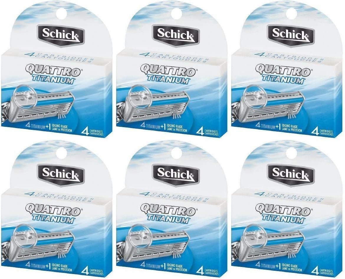 Schick Quattro Titanium Razor Blade Refills for Men - 24 Cartridges