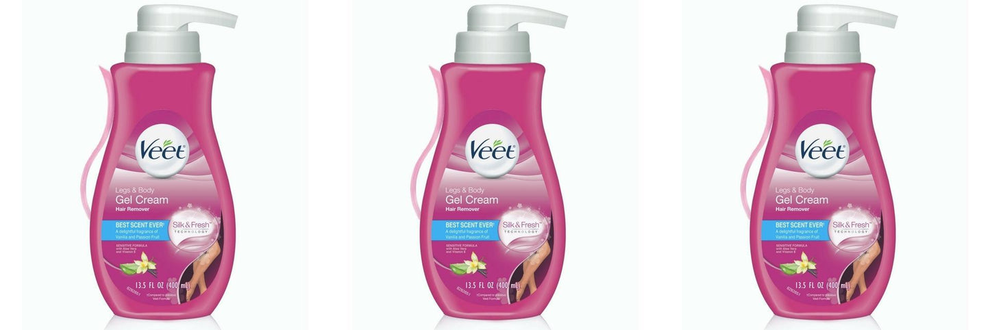 3 PACK Veet Gel Hair Remover Cream, Sensitive Formula, 13.5 oz