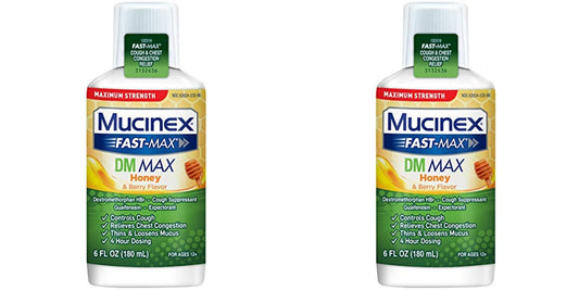Mucinex Fast-Max Maximum Strength DM MAX, Symptom Relief, Cough Suppressant and Expectorant, Honey & Berry Flavor, 6 FL OZ