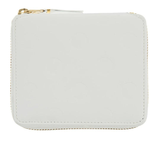 Comme Des Garçons Leather Wallet Polka Dots Embossed (White SA2100NE) - ZIPPER IS RUSTY-