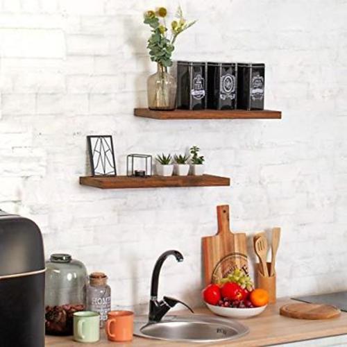 BAOBAB WORKSHOP Wood Floating Rustic Shelves 23.7" x 6.7" x 1.2" - Set of 2