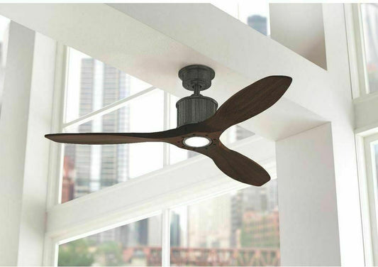 Home Decorators Collection Reagan II 52 in. LED Indoor Brushed Nickel Ceiling ..