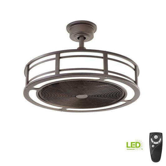 FOR PARTS Home Decorators Ceiling Fan 23" Rustic Bronze Outdoor 3-Blades LED L..