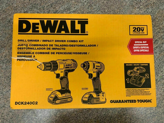 DEWALT 20V MAX Cordless Drill Combo Kit, 2-Tool (DCK240C2)