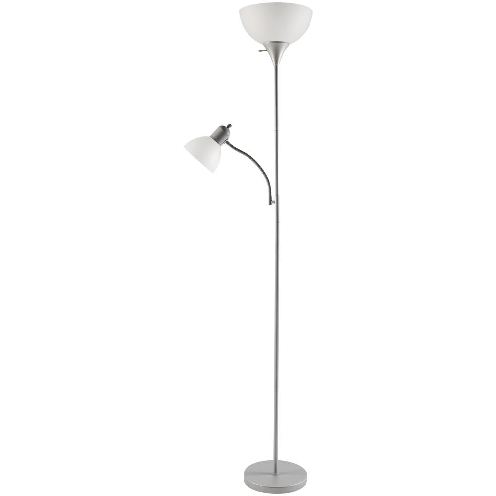Hampton Bay 71.5 in. Silver Mother/Daughter Floor Lamp with LED Bulb Included
